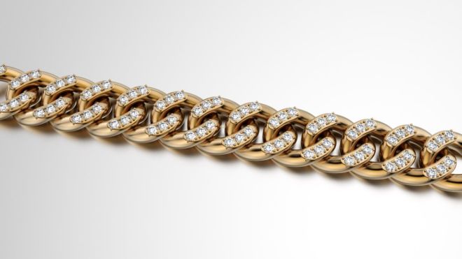 Curb Chain with 3mm diamonds Persp without clasp