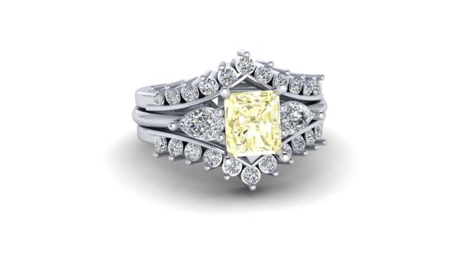 NickS_Yellow and white diamond wedding set
