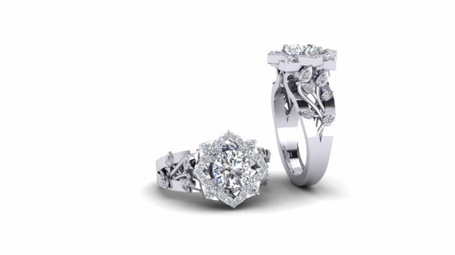 021644_ Vaneau Stephan _ Flower diamond white gold ring 2