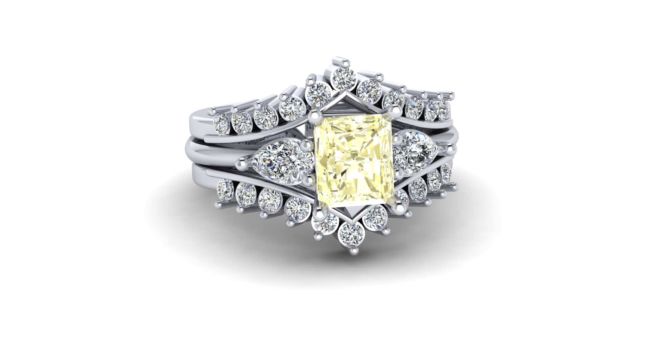 NickS_Yellow and white diamond wedding set
