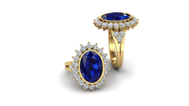 002947_ Millam Mike _ Blue and diamond yellow gold ring