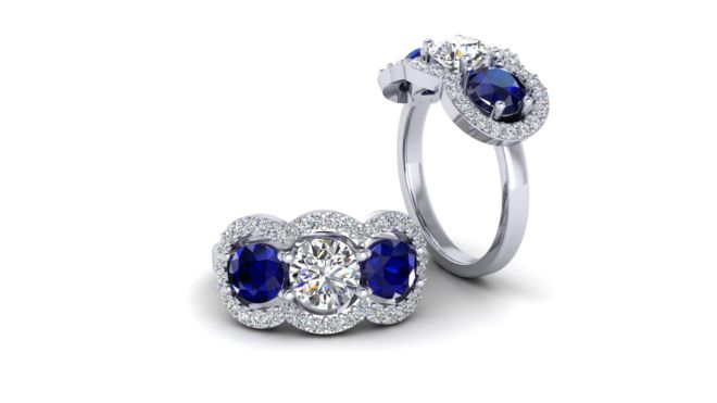 022451_ Stephens Frank _ 3 stone triple diamond halo ring 3 - Copy