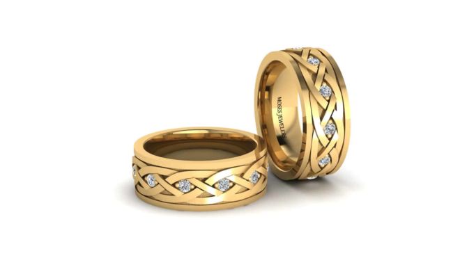Mens celtic knot yellow gold diamond band (1)